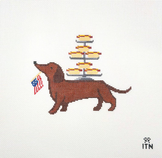 Ivy Thread Needlepoint Hot Dog Hand Painted Needlepoint Canvas