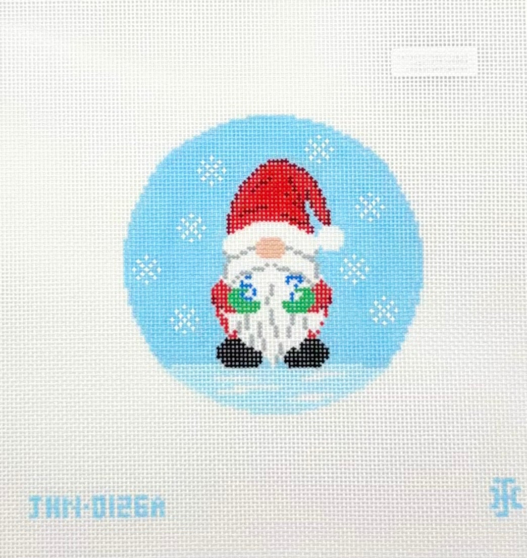 Jennifer Hall Needlepoint 67 Christmas Gnome Hand Painted Needlepoint Canvas