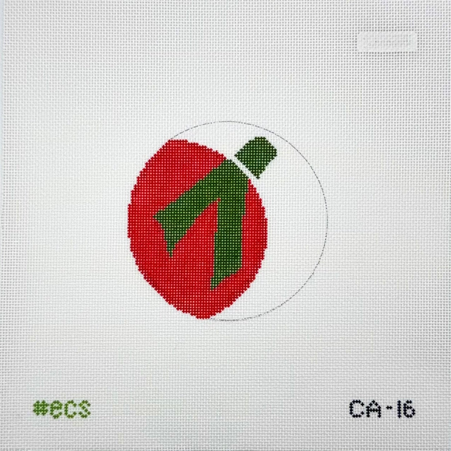 ECS Design Card Art Ornament Large Red Circle Needepoint Canvas