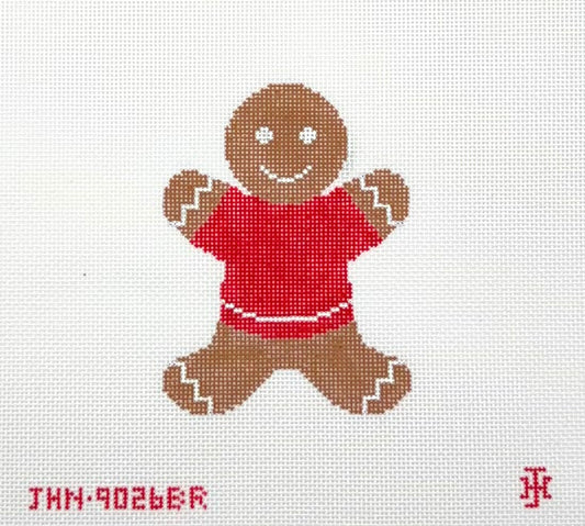 Jennifer Hall Needlepoint Red Gingerbread Boy Hand Painted Needlepoint Canvas