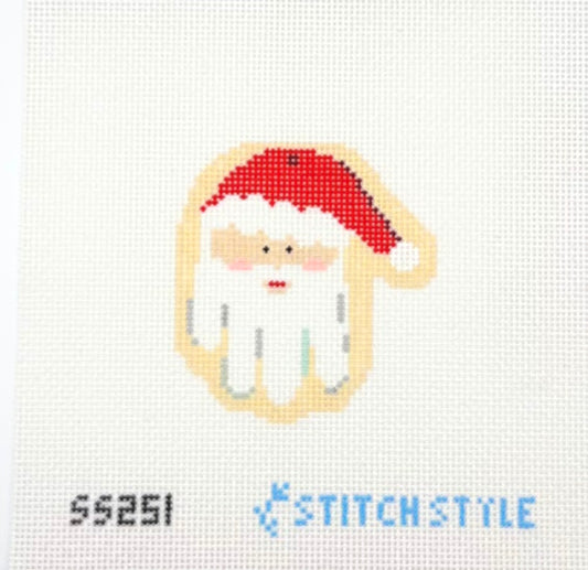 Stitch Style Needlepoint Santa Handprint Hand Painted Needlepoint Canvas