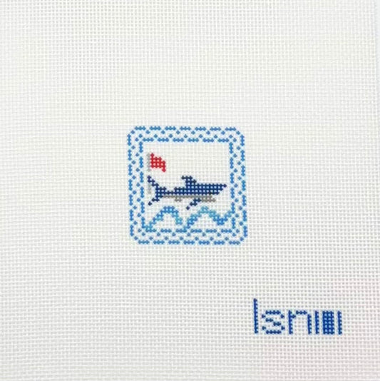Little Stitches Needleworks Shark Patch or Key Fob