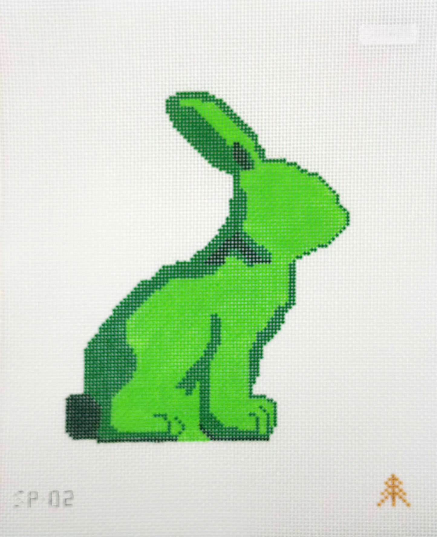 Evergreen Needlepoint Moss Spring Bunny (Right Facing) Hand Painted Needlepoint Canvas