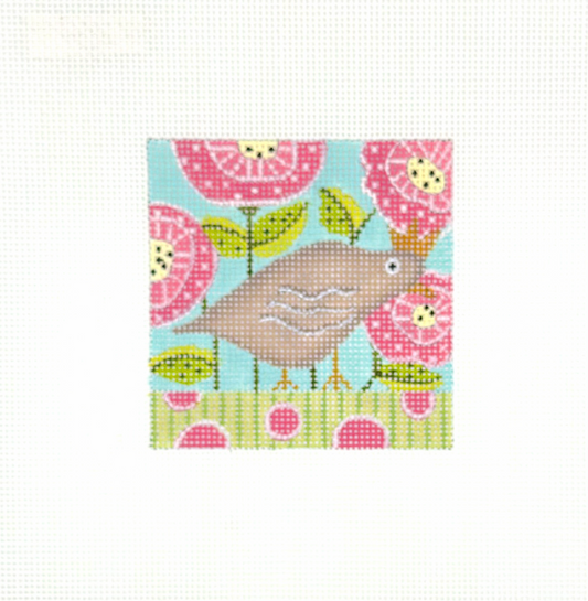 Ditto Needlepoint Works Summer Quail Hand Painted Needlepoint Canvas