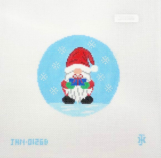 Jennifer Hall Needlepoint Christmas Gnome Hand Painted Needlepoint Canvas