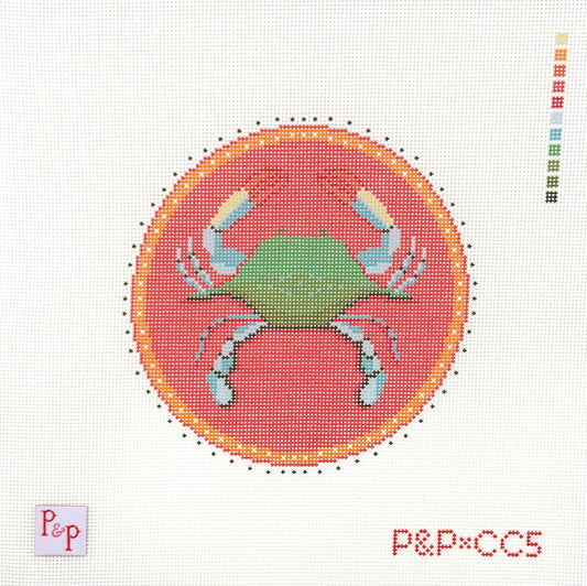 Penny & Penny Coastal Crab Hand Painted Needlepoint Canvas