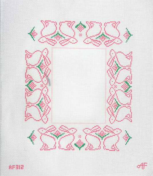 Anne Fisher for Stitch Style Needlepoint Bunny Rabbit Frame Hand Painted Needlepoint Canvas