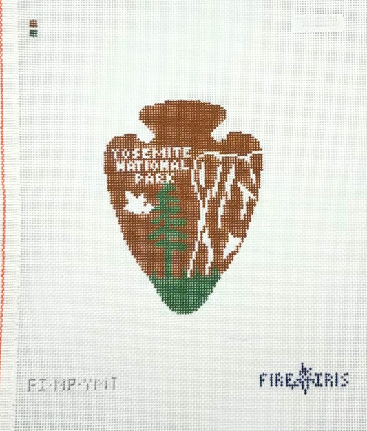 Fire and Iris Yosemite National Park Crest Hand Painted Needlepoint Canvas