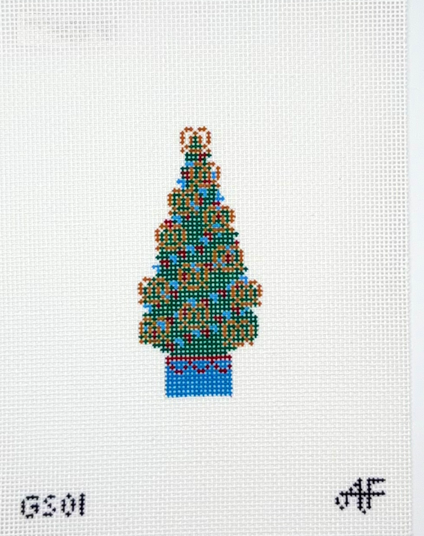 Anne Fisher for Stitch Style Needlepoint Pretzel Tree Hand Painted Needlepoint Canvas