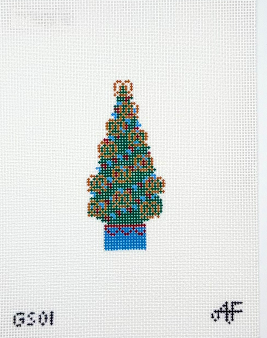 Anne Fisher for Stitch Style Needlepoint Pretzel Tree Hand Painted Needlepoint Canvas