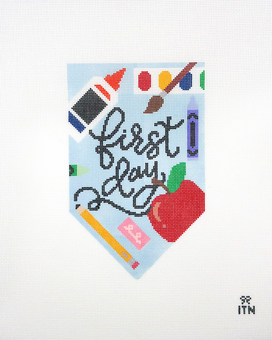 Ivy Thread Needlepoint First and Last Day of School Banner Set Hand Painted Needlepoint Canvas
