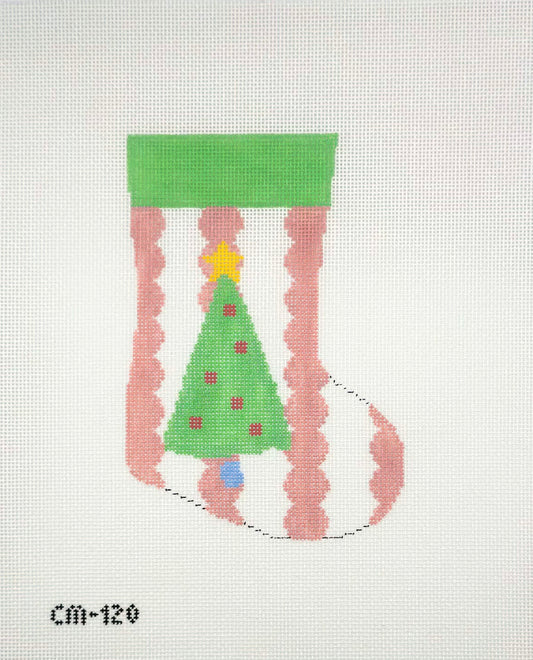 The Needle Bug Christmas Tree Mini Stocking Hand Painted Needlepoint Canvas