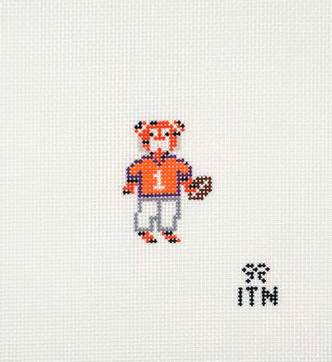 Ivy Thread Needlepoint Football Friend Tiger Hand Painted Needlepoint Canvas