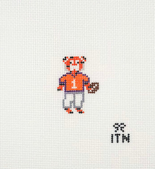 Ivy Thread Needlepoint Football Friend Tiger Hand Painted Needlepoint Canvas