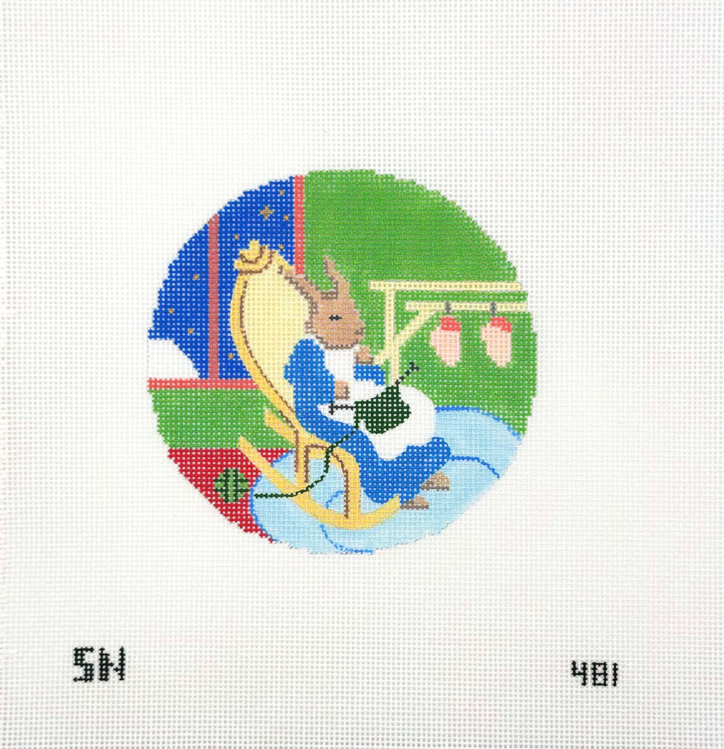 Silver Needle for Colonial Needle Company Quiet Old Lady Hand Painted Needlepoint Canvas