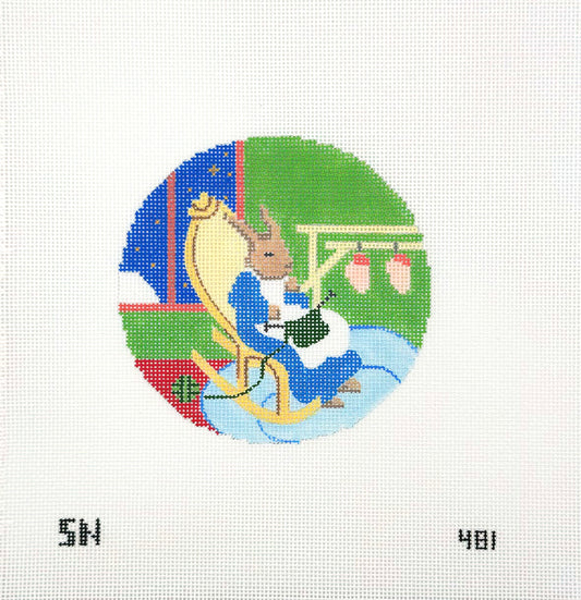 Silver Needle for Colonial Needle Company Quiet Old Lady Hand Painted Needlepoint Canvas