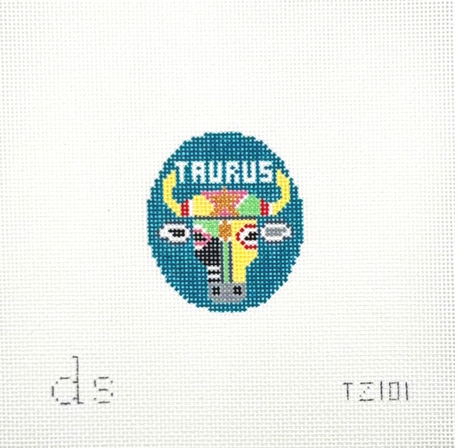 Doolittle Stitchery Taurus Tag Hand Painted Needlepoint Canvas