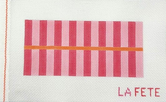 La Fete Needlepoint Pink Stripe Eye Glasses Case Hand Painted Needlepoint Canvas