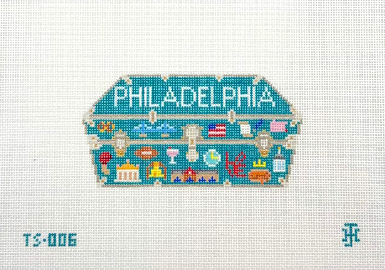 Jennifer Hall Needlepoint Trunk Series Philadelphia Hand Painted Needlepoint Canvas