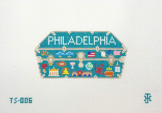 Jennifer Hall Needlepoint Trunk Series Philadelphia Hand Painted Needlepoint Canvas