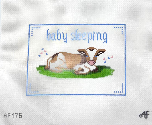 Anne Fisher for Stitch Style Needlepoint Baby Sleeping Cow Hand Painted Needlepoint Canvas