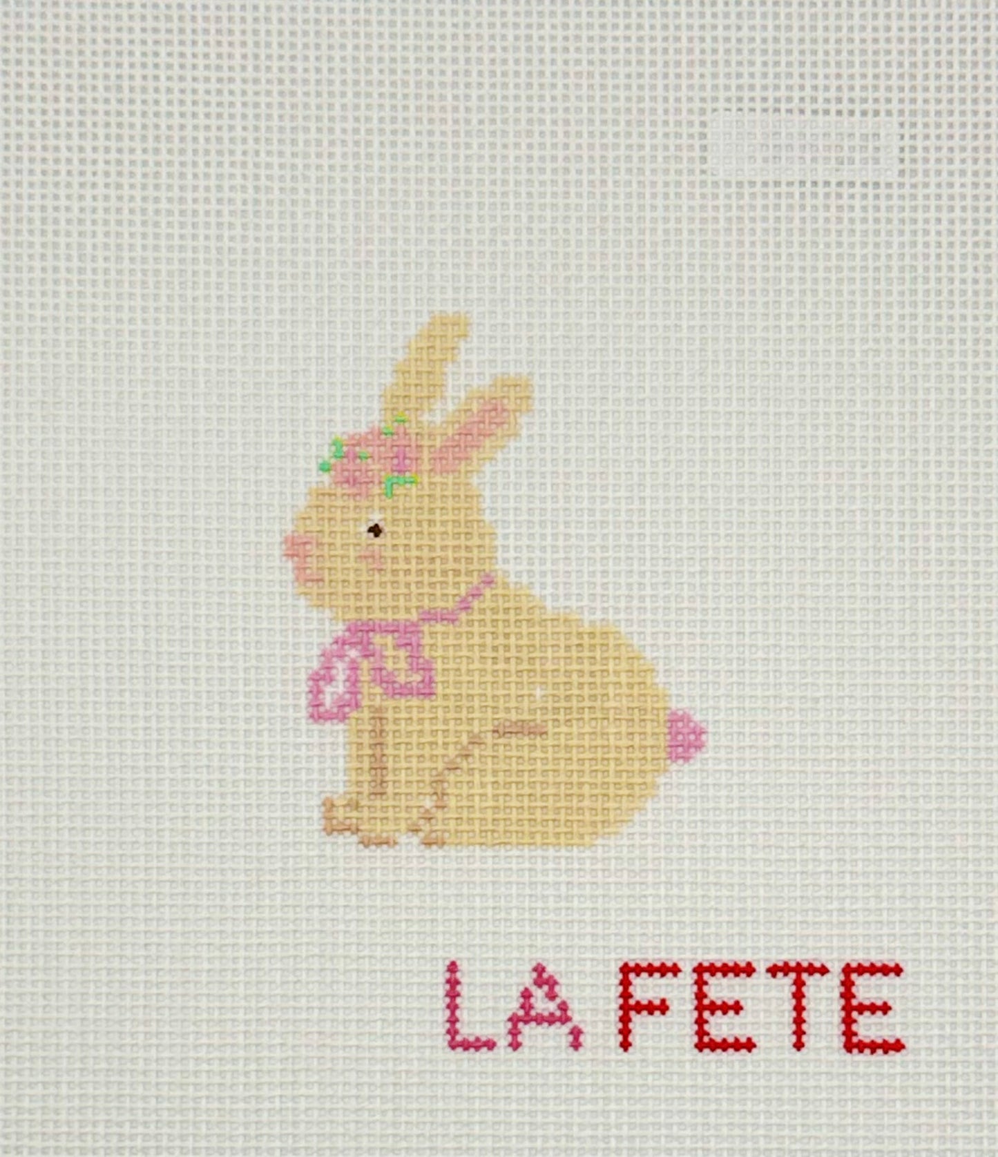 La Fete Needlepoint Floral Bunny Hand Painted Needlepoint Canvas
