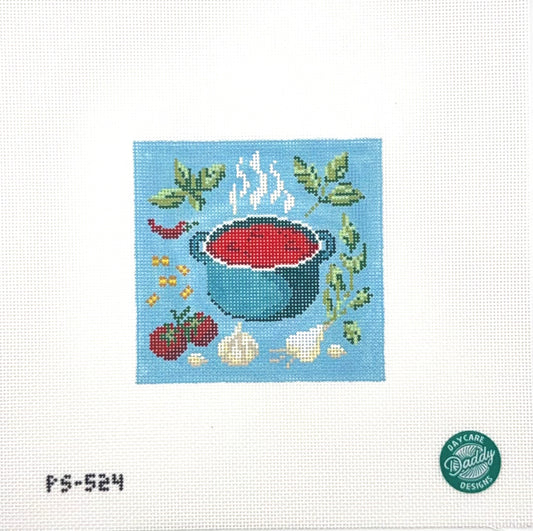 Daddy Daycare Designs for The Painted Stitch Sunday Sauce Hand Painted Needlepoint Canvas