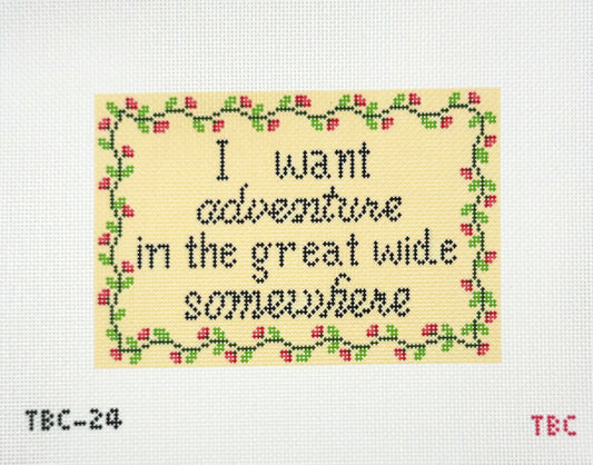 The Book Canvas for Mopsey Designs I Want Adventure Needlepoint Canvas