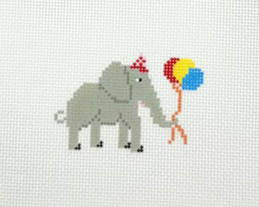 La Fete Needlepoint Party Elephant Hand Painted Needlepoint Canvas