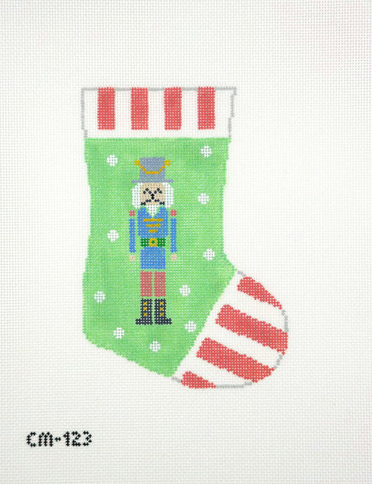 The Needle Bug Nutcracker Mini Stocking Hand Painted Needlepoint Canvas