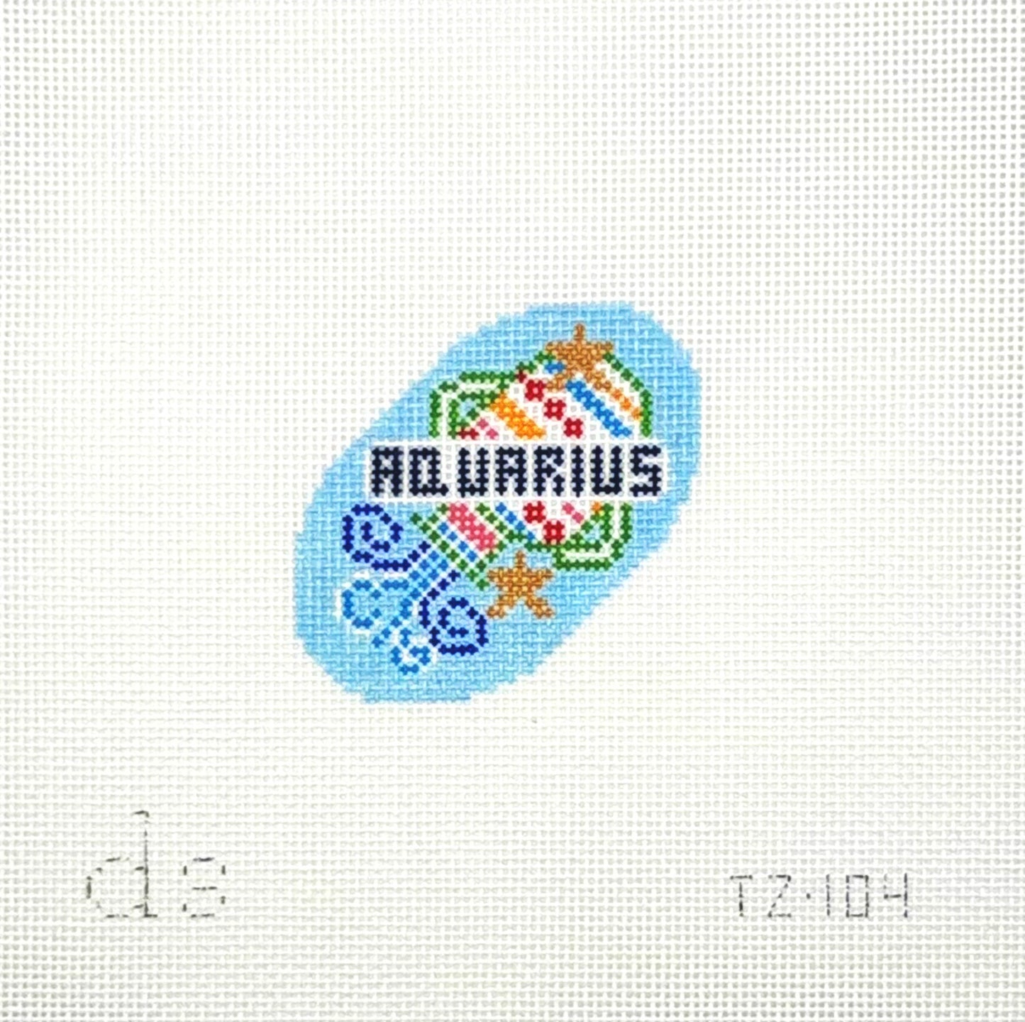 Doolittle Stitchery Aquarius Tag Hand Painted Needlepoint Canvas