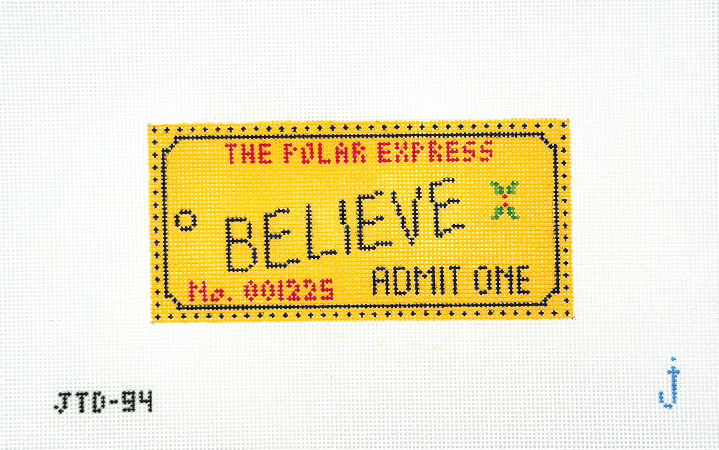 Jessica Tongel Design "Believe" Hand Painted Needlepoint Canvas