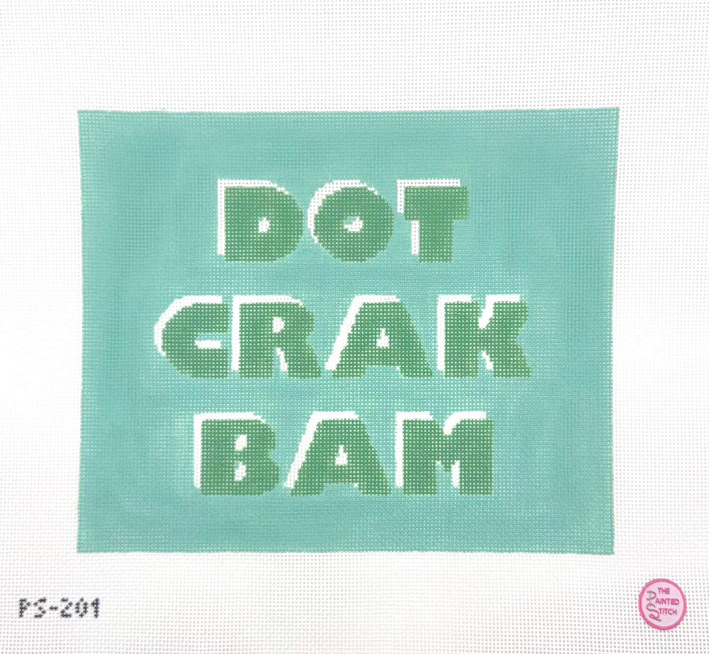 The Painted Stitch Dot Crak Bam Mahjong Tile Pouch Green Hand Painted Needlepoint Canvas