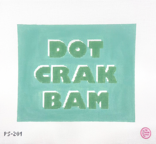 The Painted Stitch Dot Crak Bam Mahjong Tile Pouch Green Hand Painted Needlepoint Canvas