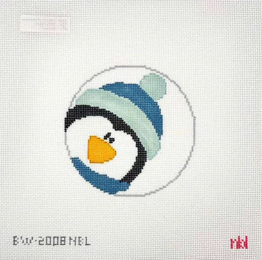 Needlepoint by Laura for Blue Waters Needlepoint Profile Penguin Ornament Needlepoint Canvas