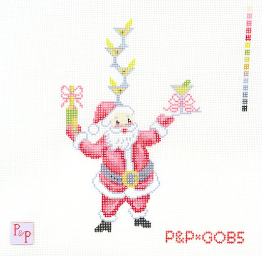 Penny & Penny Martini Santa Hand Painted Needlepoint Canvas