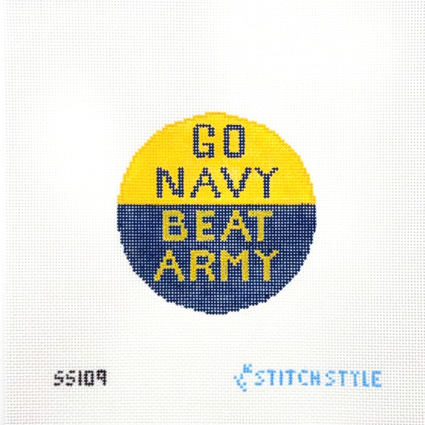 Stitch Style Needlepoint Go Navy Beat Army Hand Painted Needlepoint Canvas