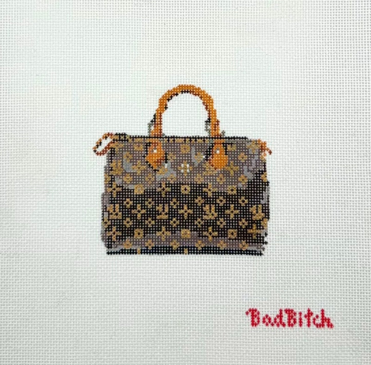 Bad Bitch Needlepoint Speedy Bag Charm Hand Painted Needlepoint Canvas