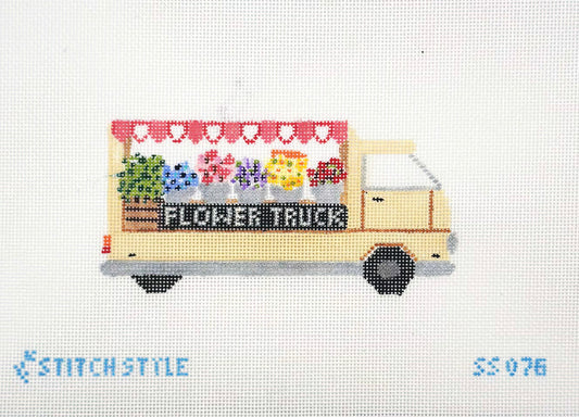 Stitch Style Needlepoint Flower Truck Hand Painted Needlepoint Canvas