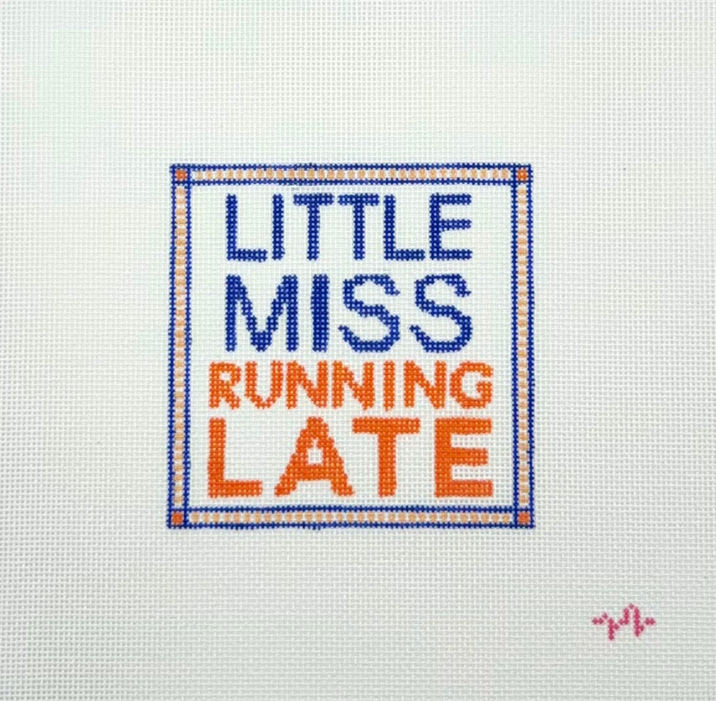Code Thread Needlepoint Little Miss Running Late Hand Painted Needlepoint Canvas