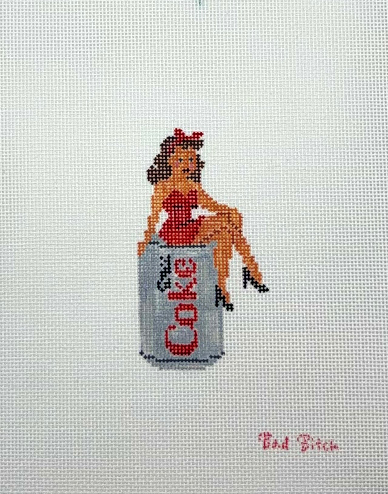Bad Bitch Needlepoint Bevie Pinup Edition Hand Painted Needlepoint Canvas