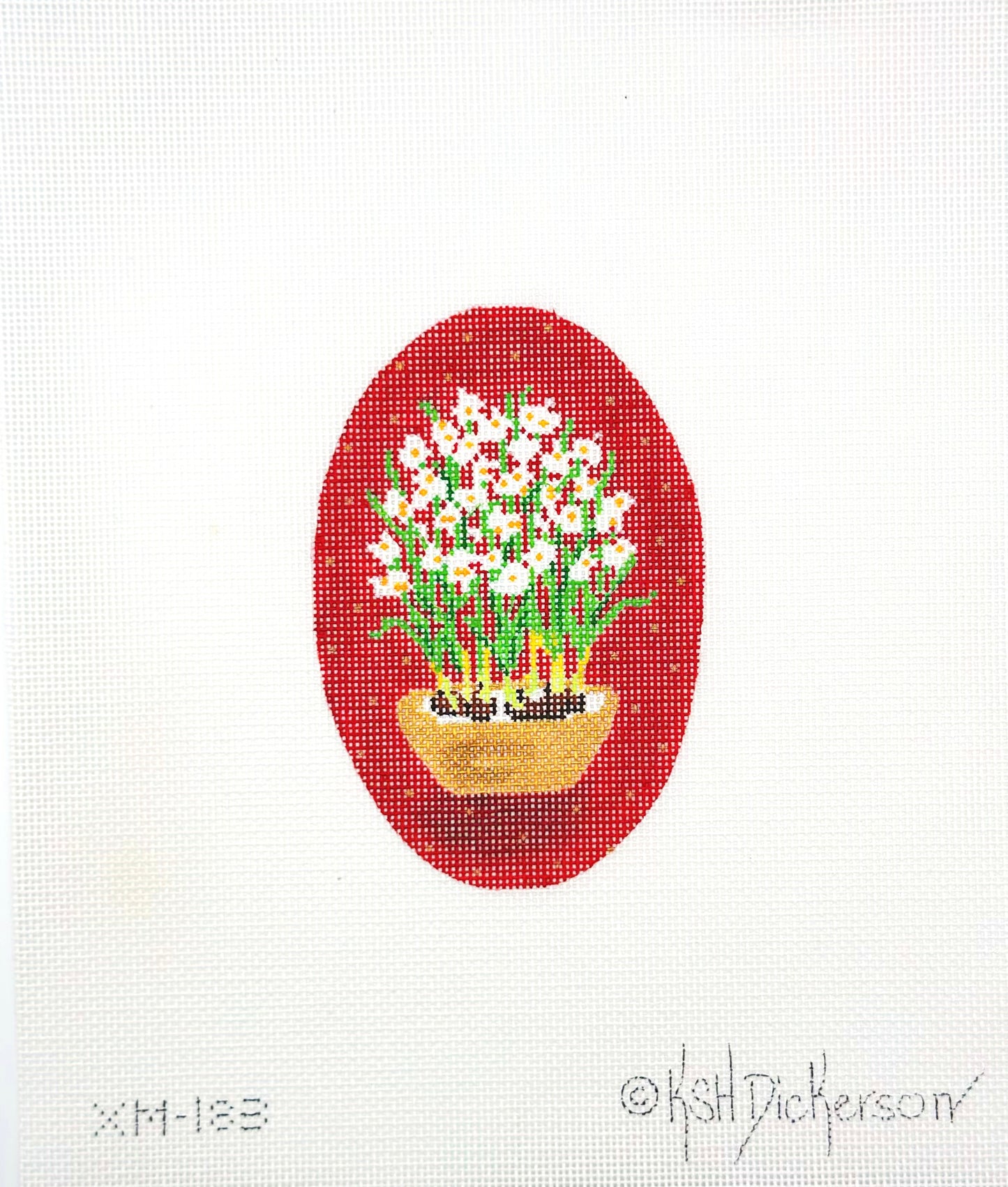 Kate Dickerson Paperwhites Hand Painted Needlepoint Canvas