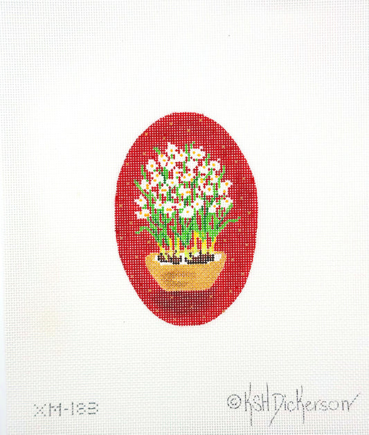 Kate Dickerson Paperwhites Hand Painted Needlepoint Canvas