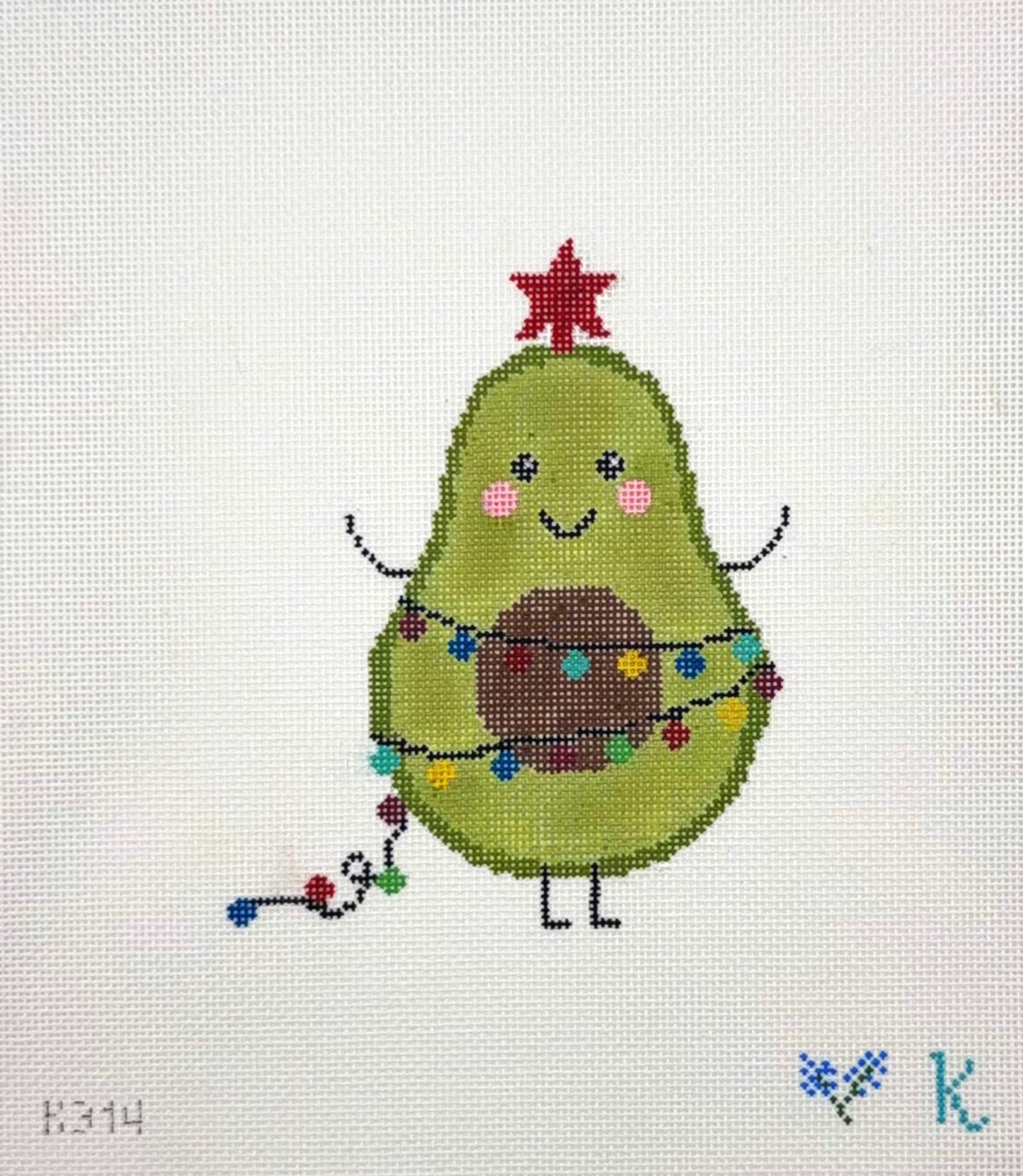 Kay Irby for The Collection Designs Holiday Avacado Hand Painted Needlepoint Canvas