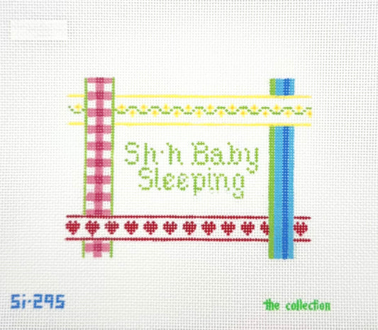 The Collection Designs Shh Baby Sleeping Ribbons Hand Painted Needlepoint Canvas