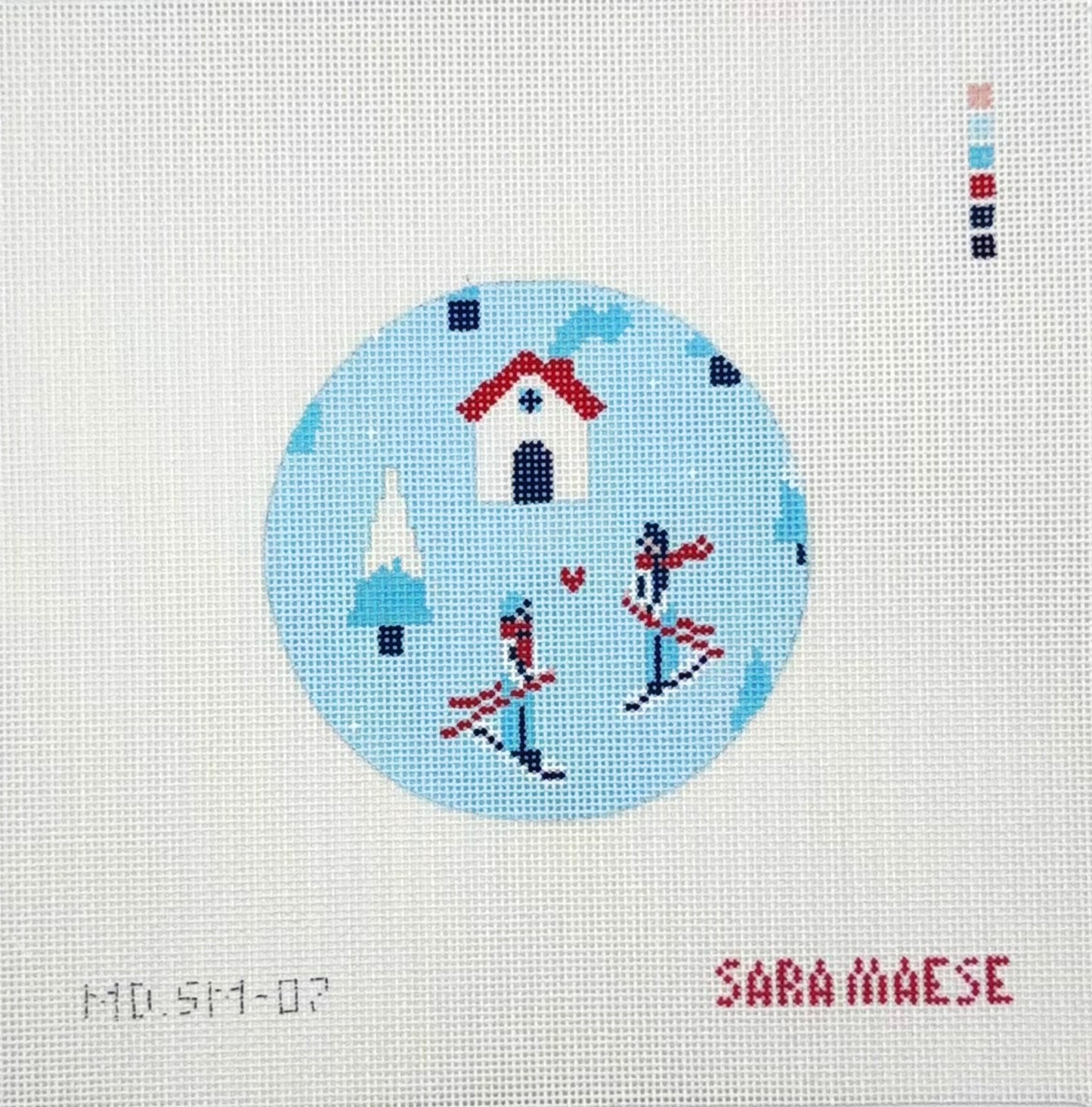Sara Maese for Mopsey Designs  Ski Love Needlepoint Canvas