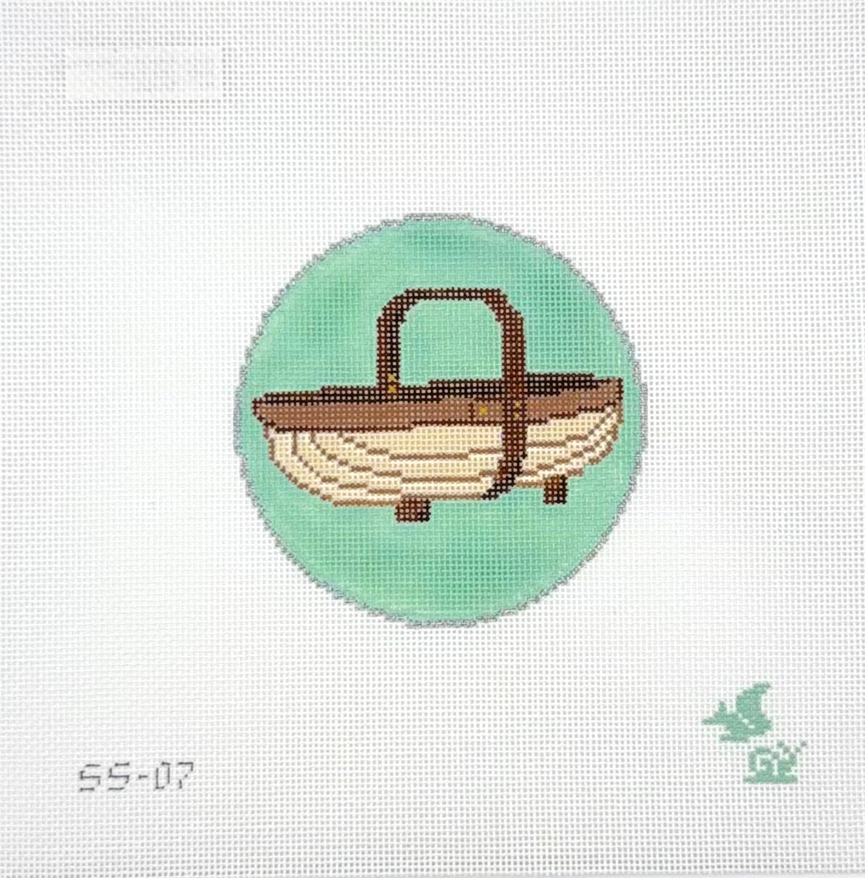 The Squirrel and The Snail for The Gingham Stitchery Garden Icons Trug Basket Needlepoint Canvas