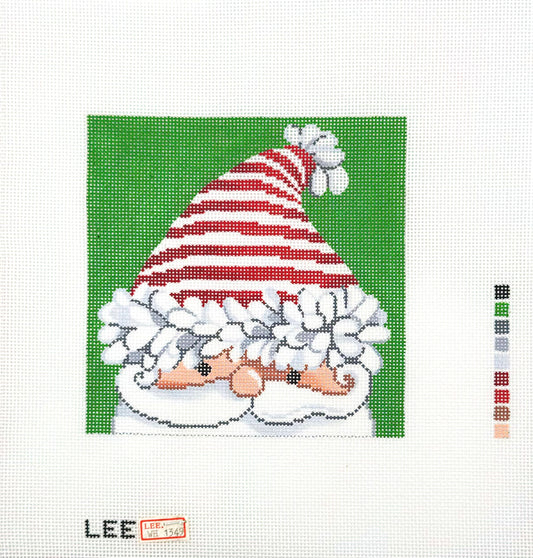 Lee's Needle Arts for Colonial Needle Company Santa with Striped  Hat Hand Painted Needlepoint Canvas