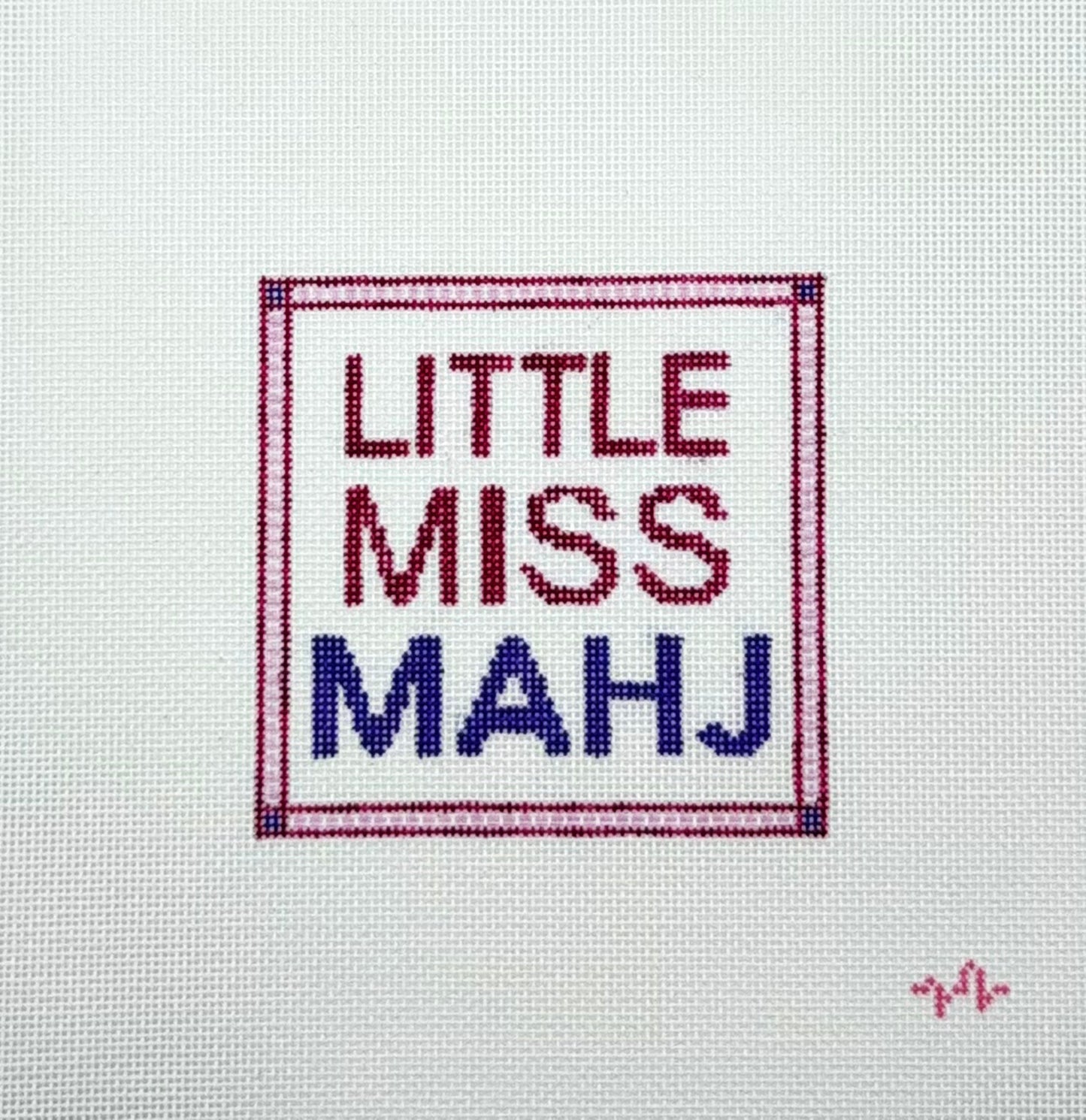 Code Thread Needlepoint Little Miss MAHJ Hand Painted Needlepoint Canvas