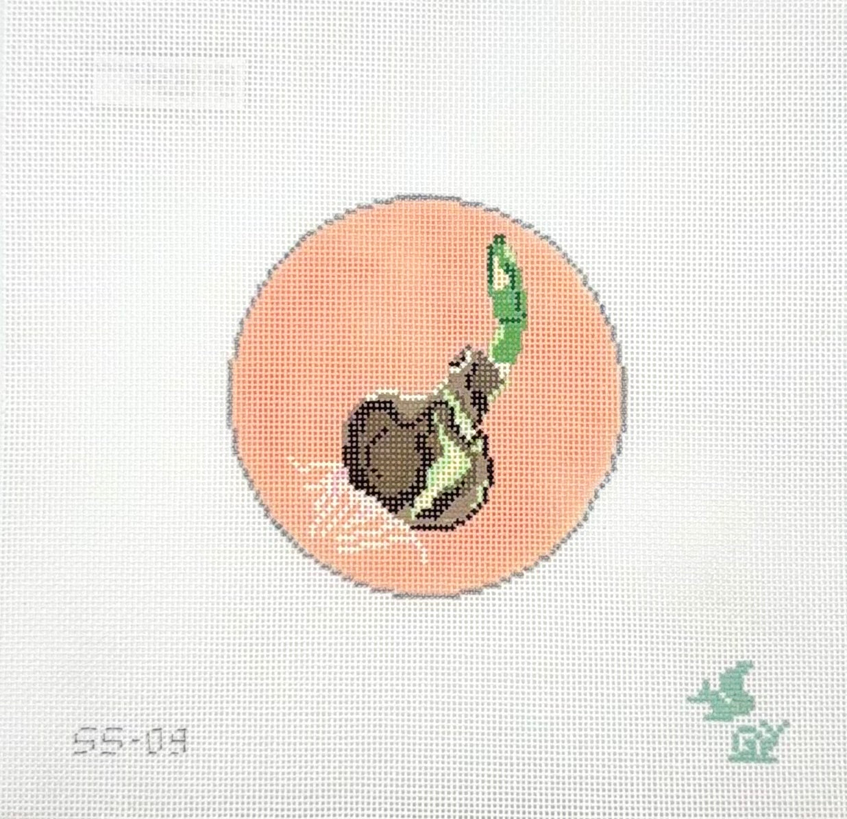 The Squirrel and The Snail for The Gingham Stitchery Garden Icons Bulb Needlepoint Canvas
